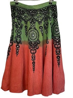 Vintage Dead stock Angie Y2K Boho Ombre Sequin Midi Skirt M